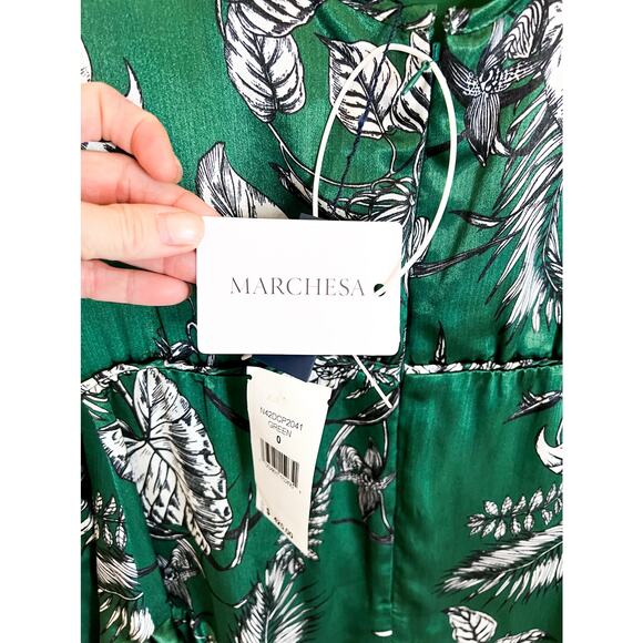 Marchesa Notte Asymmetric Green NWT size 0 - Picture 9 of 12